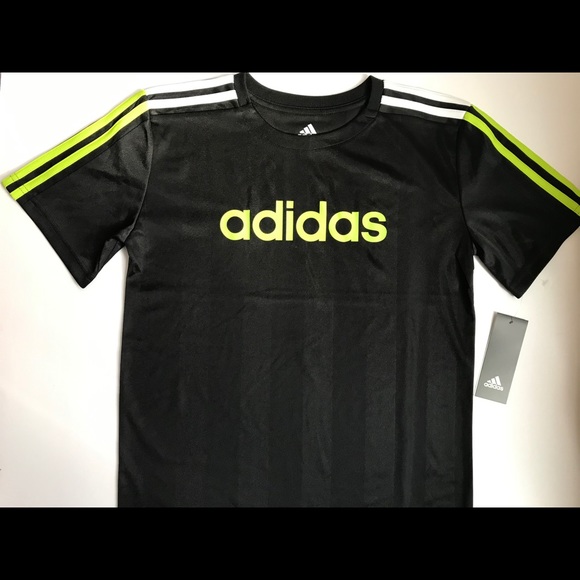 Adidas black Jersey neon logo T-shirt boys 10–12 Adidas black Jersey neon logo T-shirt boys 10–12